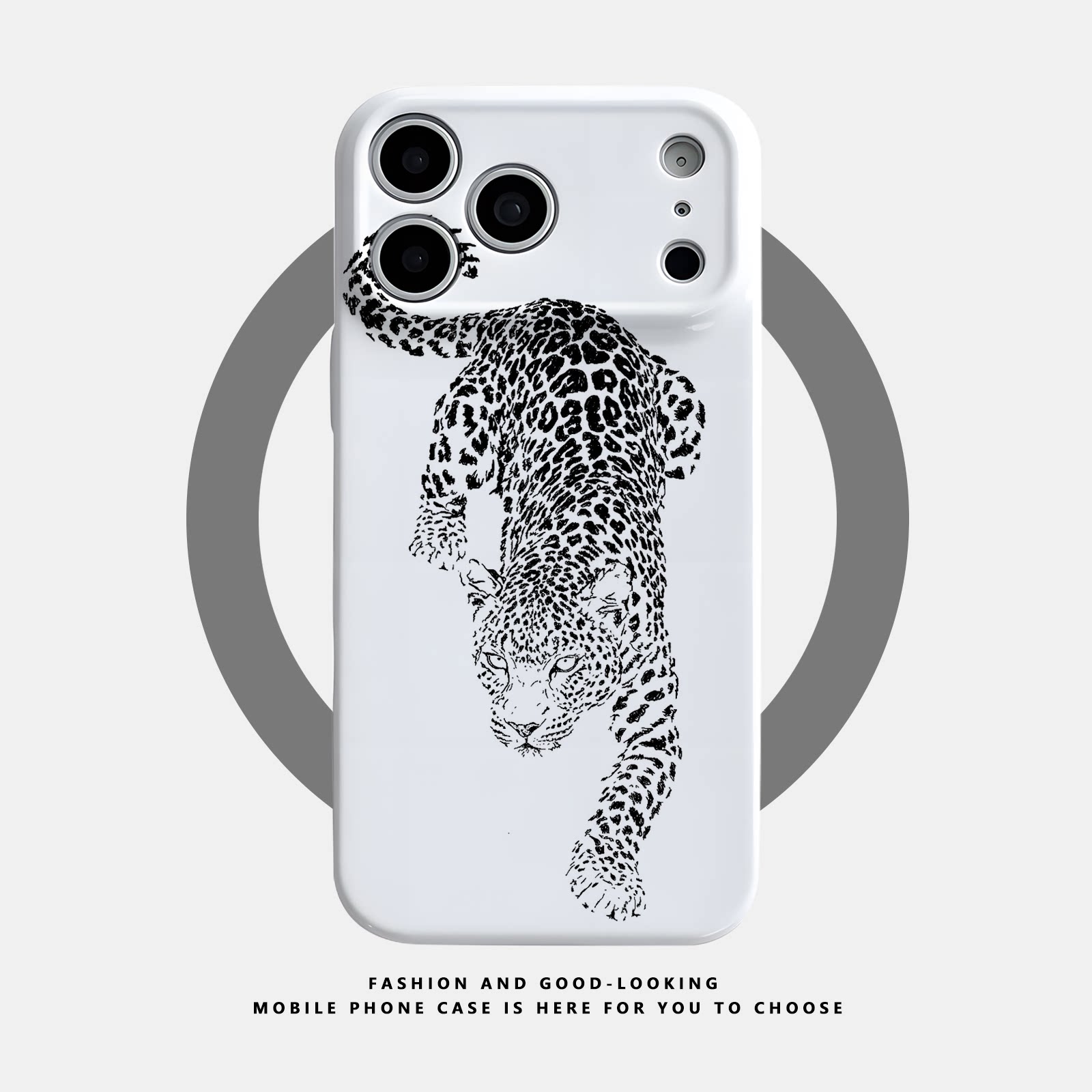 适用于苹果iPhone18ProMax手机壳17 16 15 14 Plus 13 12新款高档磁吸菲林硬壳全包潮防摔保护套线描花豹速写