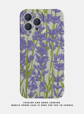 适用华为oppo苹果iqoo荣耀oppo小米一加iphone17 16promax/15/14/13/12/mate60情侣手机壳艺术油画紫色花朵