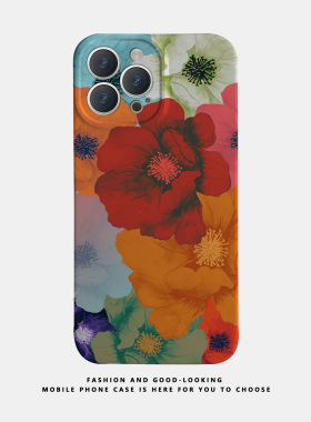 适用苹果华为小众彩绘花花iPhone17 1314/15promax新款nova8mate40pro/p50S17OPPOreno8/9情侣手机壳iqoo12