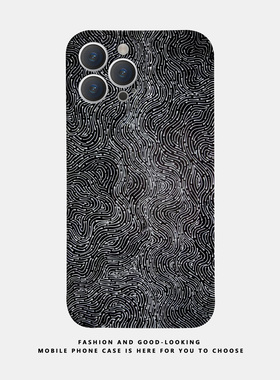 适用华为oppo苹果iqoo荣耀iphone17 16promax/15pro/14/13/12/mate70 60新款情侣手机壳plus黑底白色线条拼接