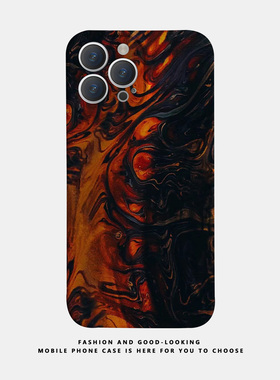 适用华为oppo苹果iqoo荣耀iphone17 16promax/15pro/14/13/12/mate70 60新款情侣手机壳plus小众橙色水墨涂鸦