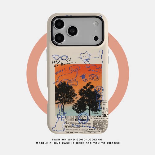 适用于苹果iPhone17ProMax手机壳16 15 14 Plus 13 12 11新款高档二合一菲林磁吸全包防摔保护套猫咪狗狗夕阳