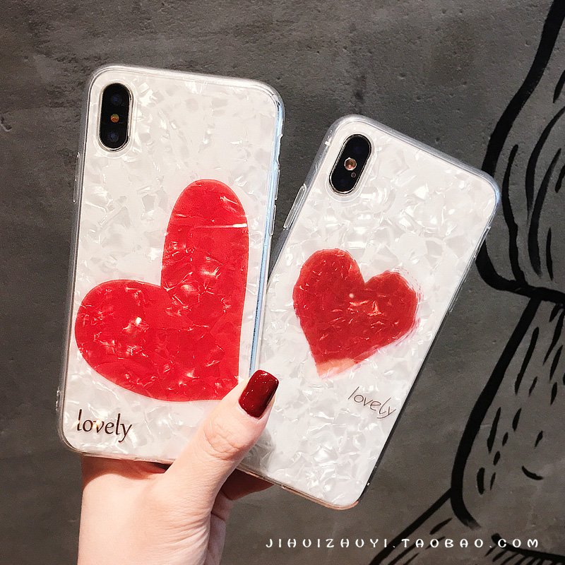 ¼òÔ¼°×É«±´¿Ç°®ÐÄ Æ»¹ûxÊÖ»ú¿ÇiPhone7plus/8/6s±£»¤Ì×Å®¿îÇé³±