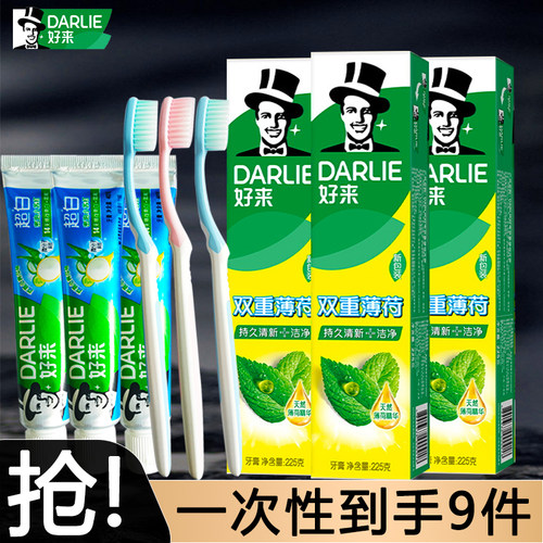 好来(原黑人)双重薄荷牙膏送旅行装含氟防蛀口气清新薄荷家庭装