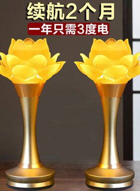 新款莲花灯佛供灯菩萨供佛灯佛前供灯充电led琉璃观音佛堂神台灯