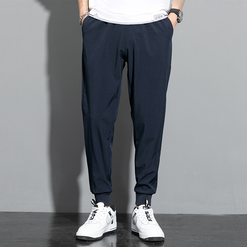 Summer men's casual pants small foot elastic straight pants for young students