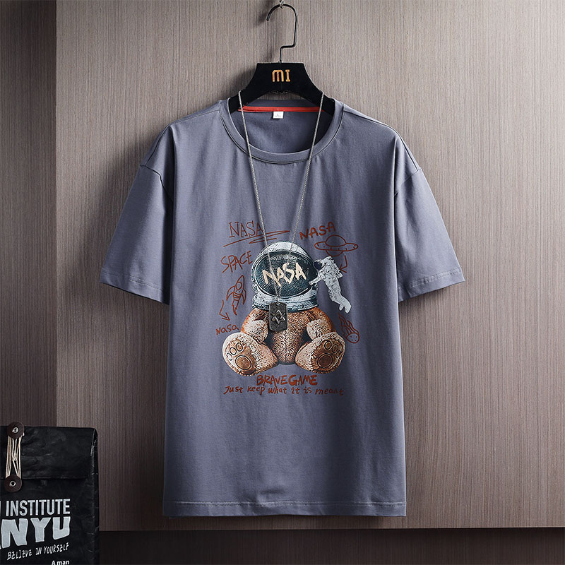 Young students cotton short sleeve T-shirt fashion men's cartoon printing leisure