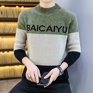 2021男新款秋冬款黄金貂半高领针织衫套头毛衣流行4002-M662图片