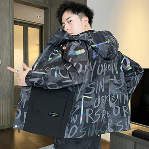 连帽男士2021秋季ins潮炫彩拼接高品质夹克户外服4002-J555图片