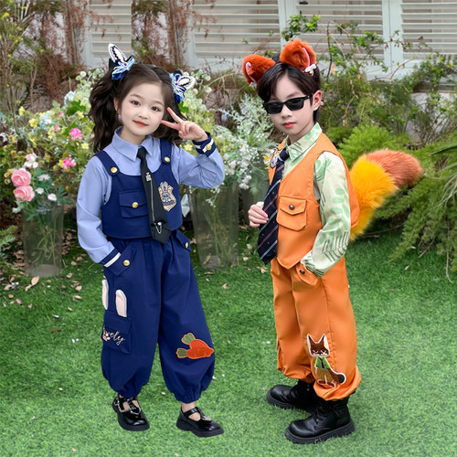女童朱迪兔子警官套装男童尼克狐狸疯狂动物城cos服迪士尼游园服
