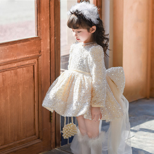 女童爆闪亮片小礼服裙