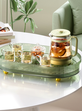 轻奢茶盘托盘家用小型双层沥水盘客厅茶几茶杯水杯水果盘2025新款