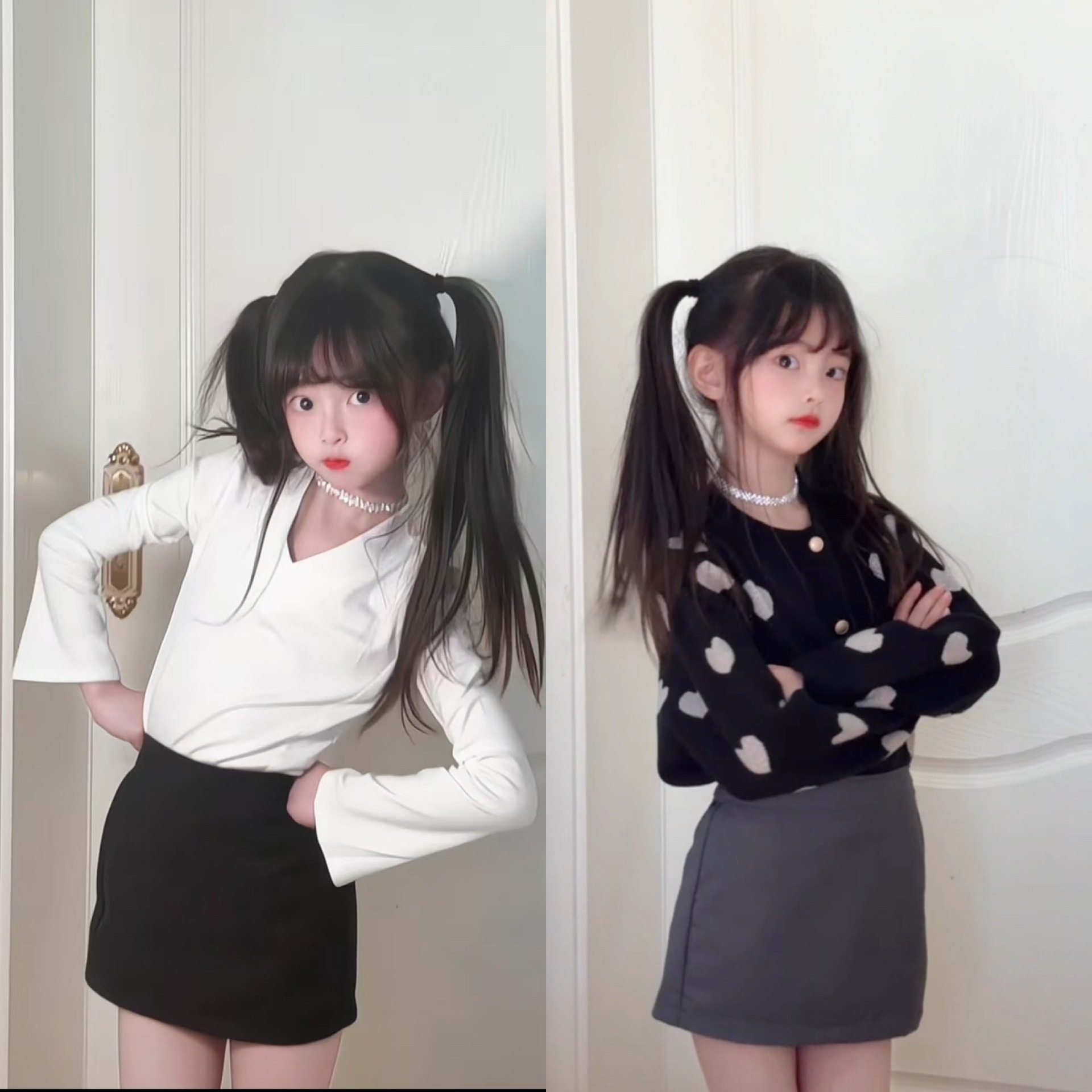 宇涵妈女童灰色高腰西装半身裙