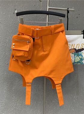 女童书包袋工装半身短裙2025春夏新款儿童松紧腰运动包臀裙A字裙