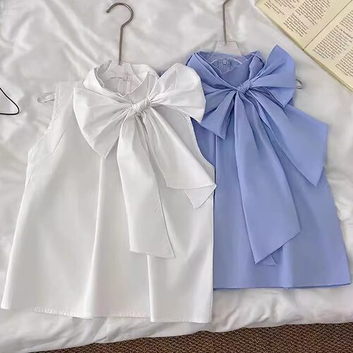 女童蝴蝶结立领衬衫小香风衬衣