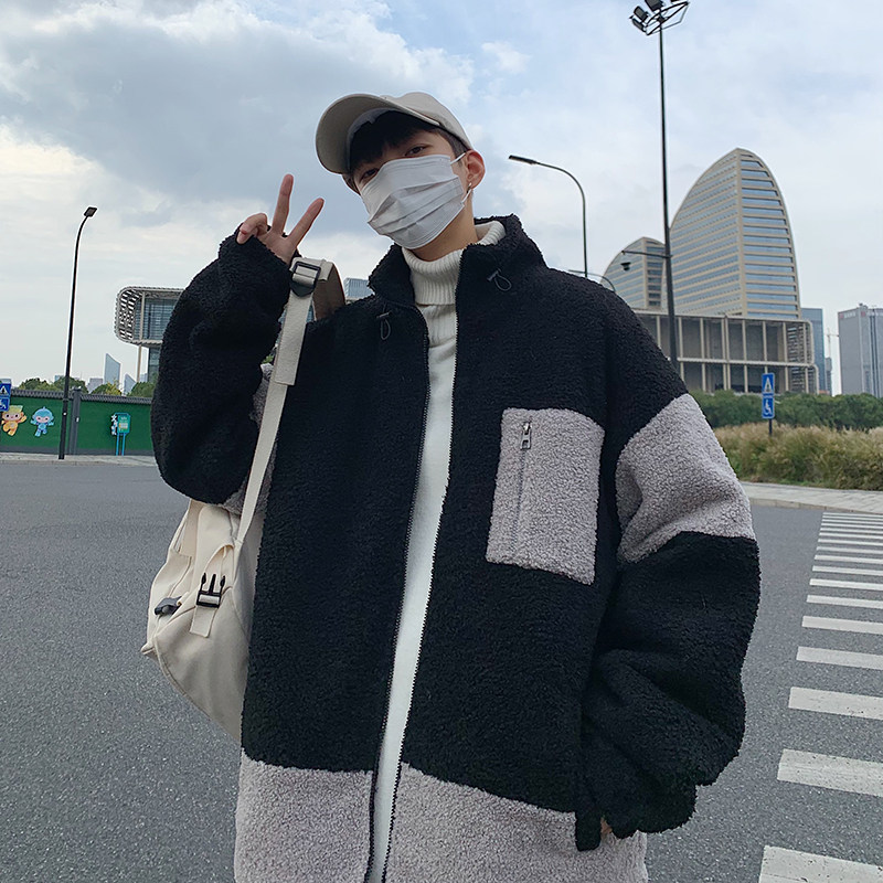 B266-WY-702-P125原创简约休闲拉链羊羔毛加厚宽松棉衣棉袄,男装棉衣,星座B257-1