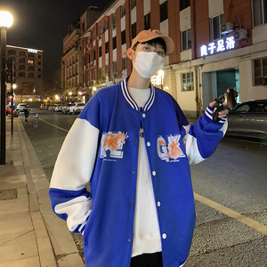 B266-WY-216-P65 22春 原创设计情侣休闲外套宽松潮流棒球服卫衣图片