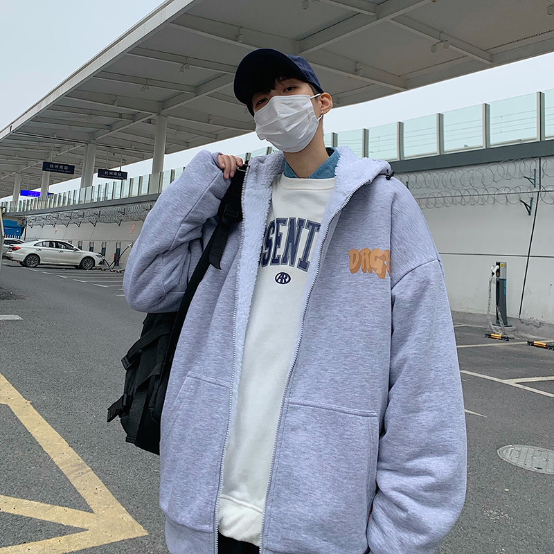 B266-WY-705-P95连帽开衫加绒加厚休闲流行宽松羊羔毛外套,女装短外套,星座B257-1
