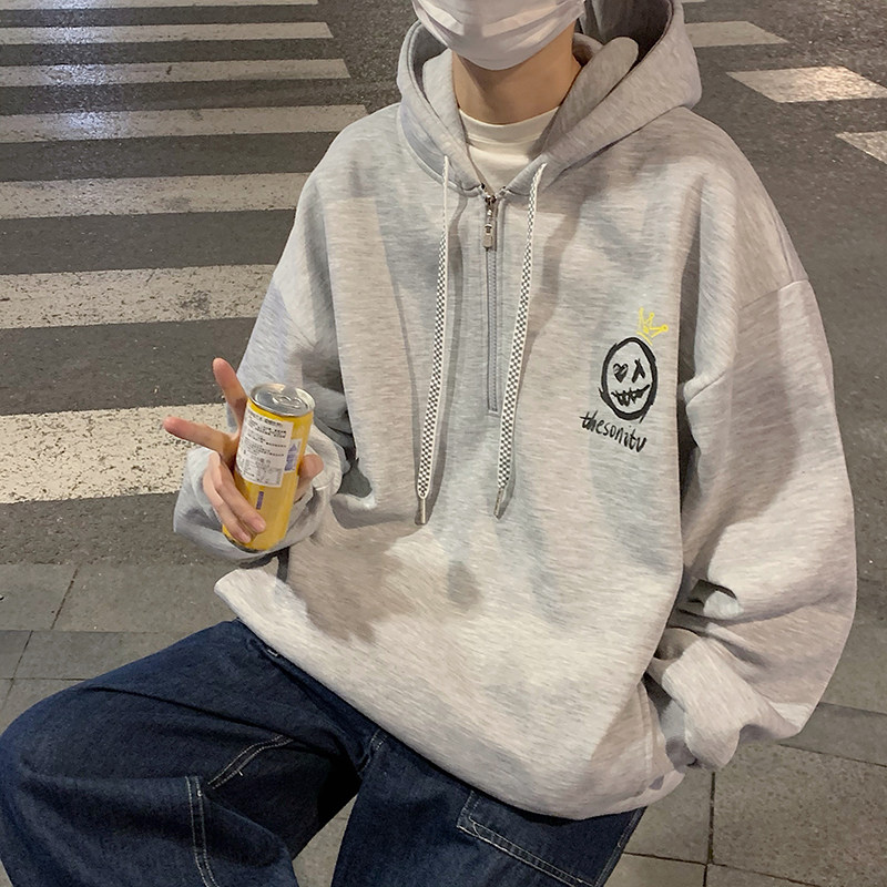 B266-WY-218-P5022春原创设计宽松港风休闲拉链连帽卫衣,男装卫衣,星座B257-1