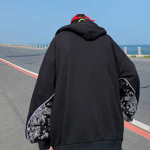 B266-WY-209-P55 21秋 原创港风宽松外套连帽开衫卫衣图片