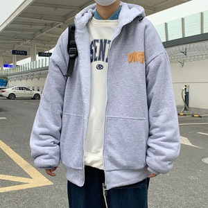 B266-WY-705-P95 连帽开衫加绒加厚休闲流行宽松羊羔毛外套图片