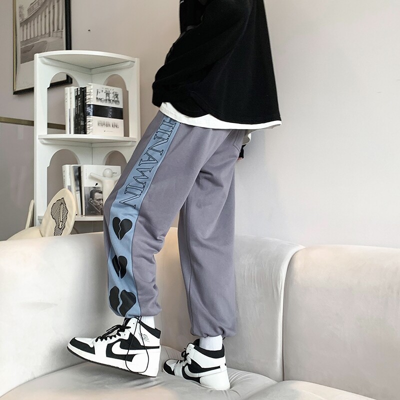 402-5-AK-008-P5021秋原创爱心印花潮流百搭束脚宽松休闲裤,男装休闲裤,星座B257-1
