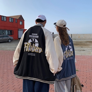 402-5-WY-202-P65 22春潮字母刺绣印花宽松vibe棒球服情侣外套图片