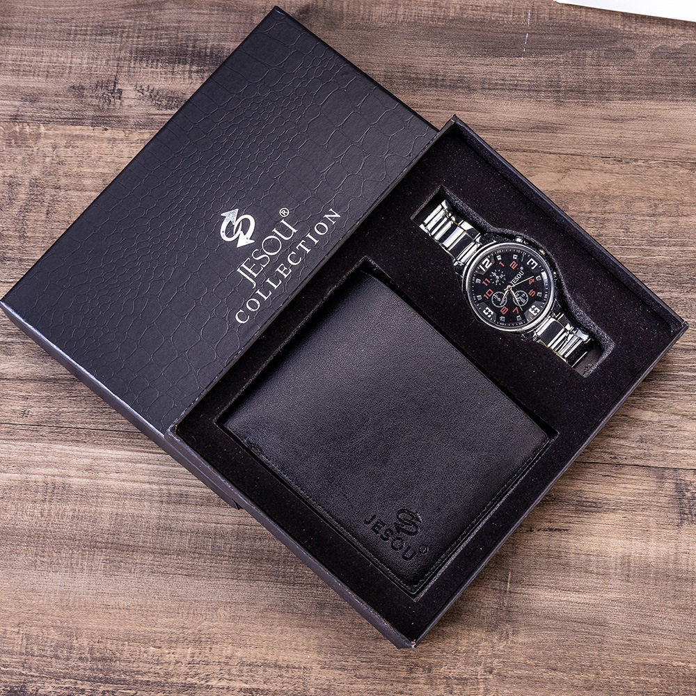 Quartz Wrist Watch Wallet Men Gift Set for Dad Boy friend