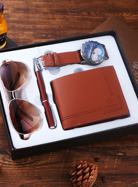 Stylish Men wrist watch wallet sunglasses suit gift 手表套装