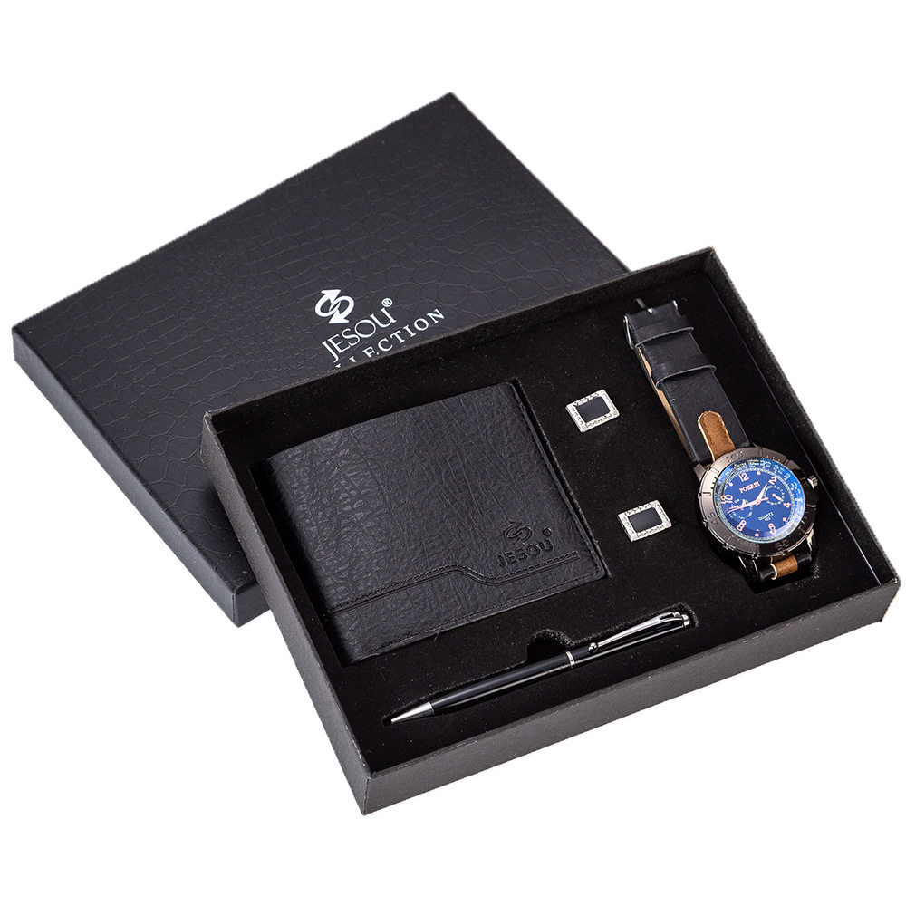 Wristwatch wallet cufflink ballpoint pen Gifts Set for men