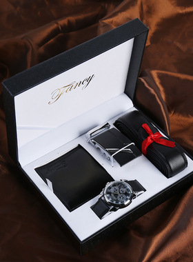 Quartz Wrist Watch Leather Wallet Gift Set for Boyfriend men