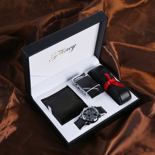 Quartz Wrist Watch Leather Wallet Gift Set for Boyfriend men