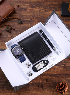 Wristwatch wallet cufflink ballpoint pen Gifts Set for men