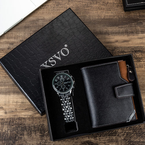Men watch trouser belt wallet gift set 男士腰带手表钱包套装
