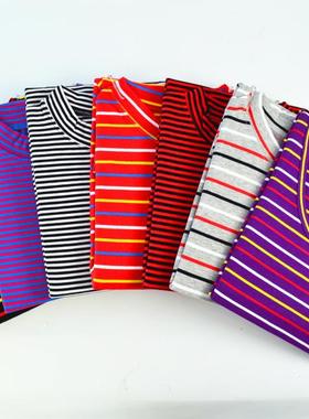 新款早秋上衣服条纹长袖T恤女士纯棉打底衫内搭春秋衣外穿