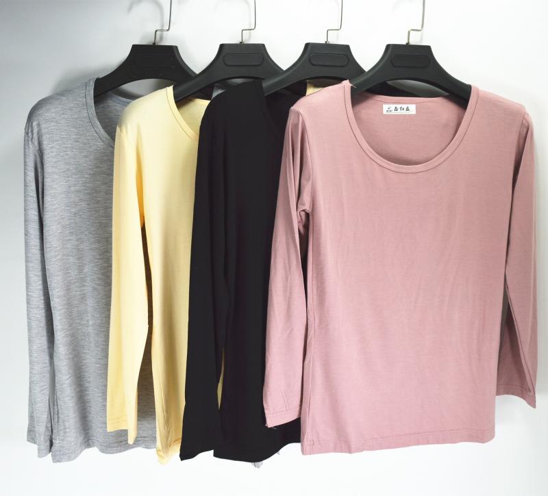 莫代尔纯色大码圆领百搭打底衫