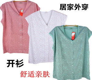 中老年纯棉开衫背心女式夏季老太太开衫t恤汗衫全棉妈妈无袖衫