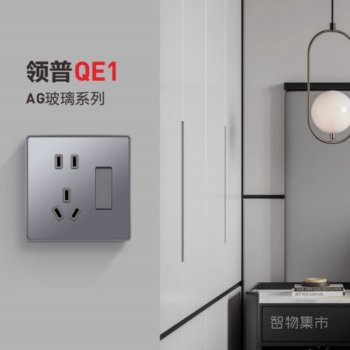 适用领普智能开关QE1配套AG玻璃墙壁插座USB五孔5孔16A电脑插座