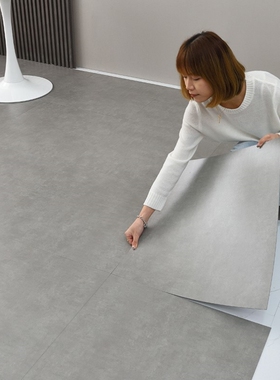 灰色地板贴自粘pvc石塑ins网红翻新改造仿瓷砖地贴旧塑胶地砖自拼