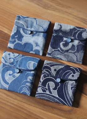 春泥文玩袋棉布袋核桃佛珠收纳袋锦囊手串袋菩提布包首饰蓝色布袋