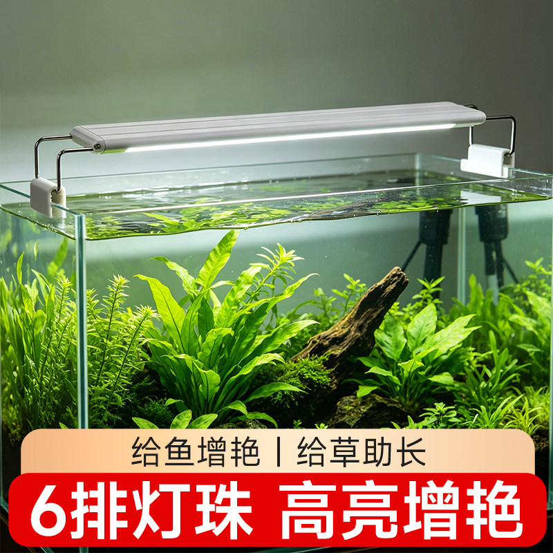小型鱼缸专用led灯防水全光谱观赏爆藻支架灯三色照明灯水草灯