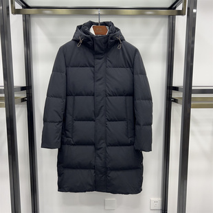 非贤长款户外厚羽绒服男25年冬季脱卸帽抗风保暖黑色鸭绒外套上衣