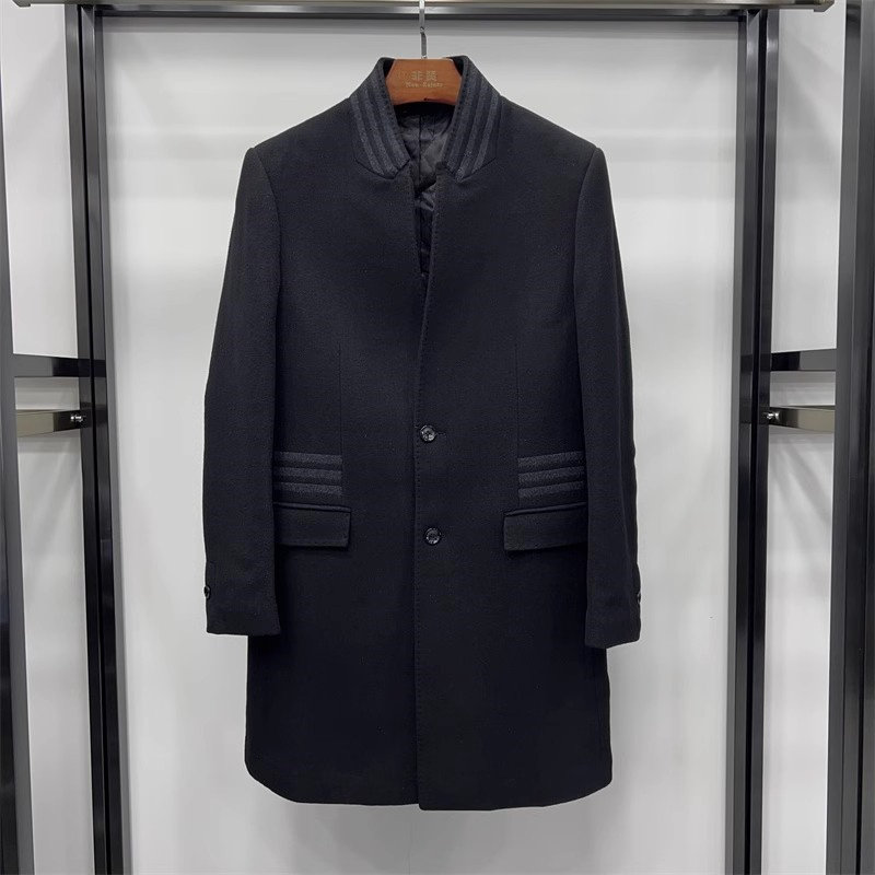 非贤赔钱清货羊毛大衣秋冬男士修身版系扣立领中长款加棉毛呢外套
