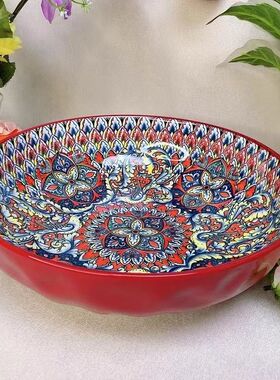 10英寸家用爆款大汤碗和面盆大碗酸菜鱼大盘菜波西米亚陶瓷餐具MM