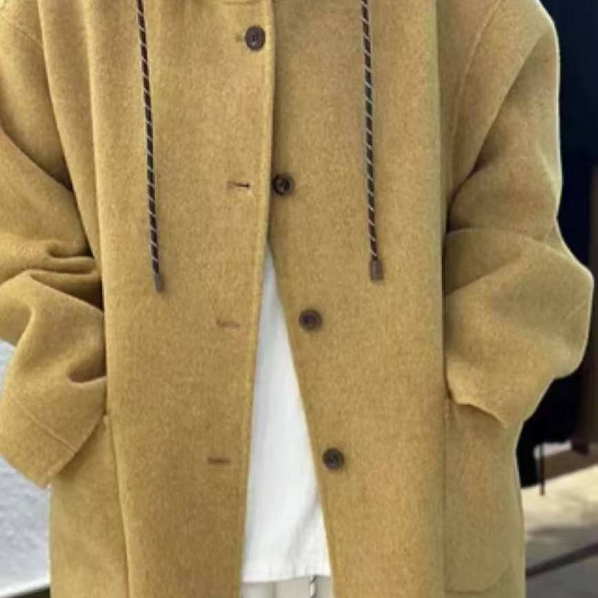 2025新款带帽双面羊绒大衣中长款