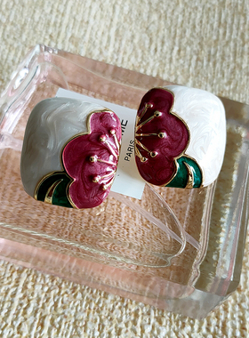 梅花花朵耳钉波西米亚民族风温柔气质耳饰配旗袍珐琅大气耳环B536