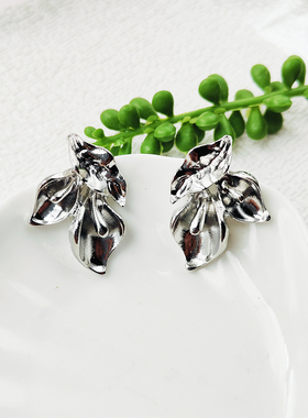 枫叶银色小众欧美法式轻奢耳环独特气质耳钉C430