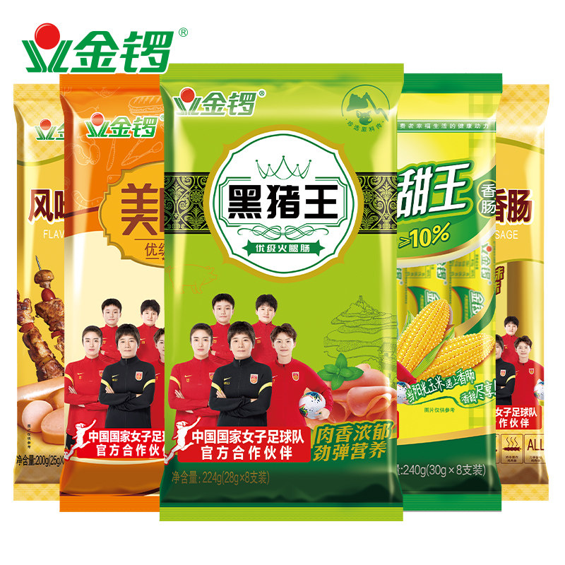 金锣惠享5袋火腿肠组合装玉米肠黑猪王美味王鸡肉肠香肠零食