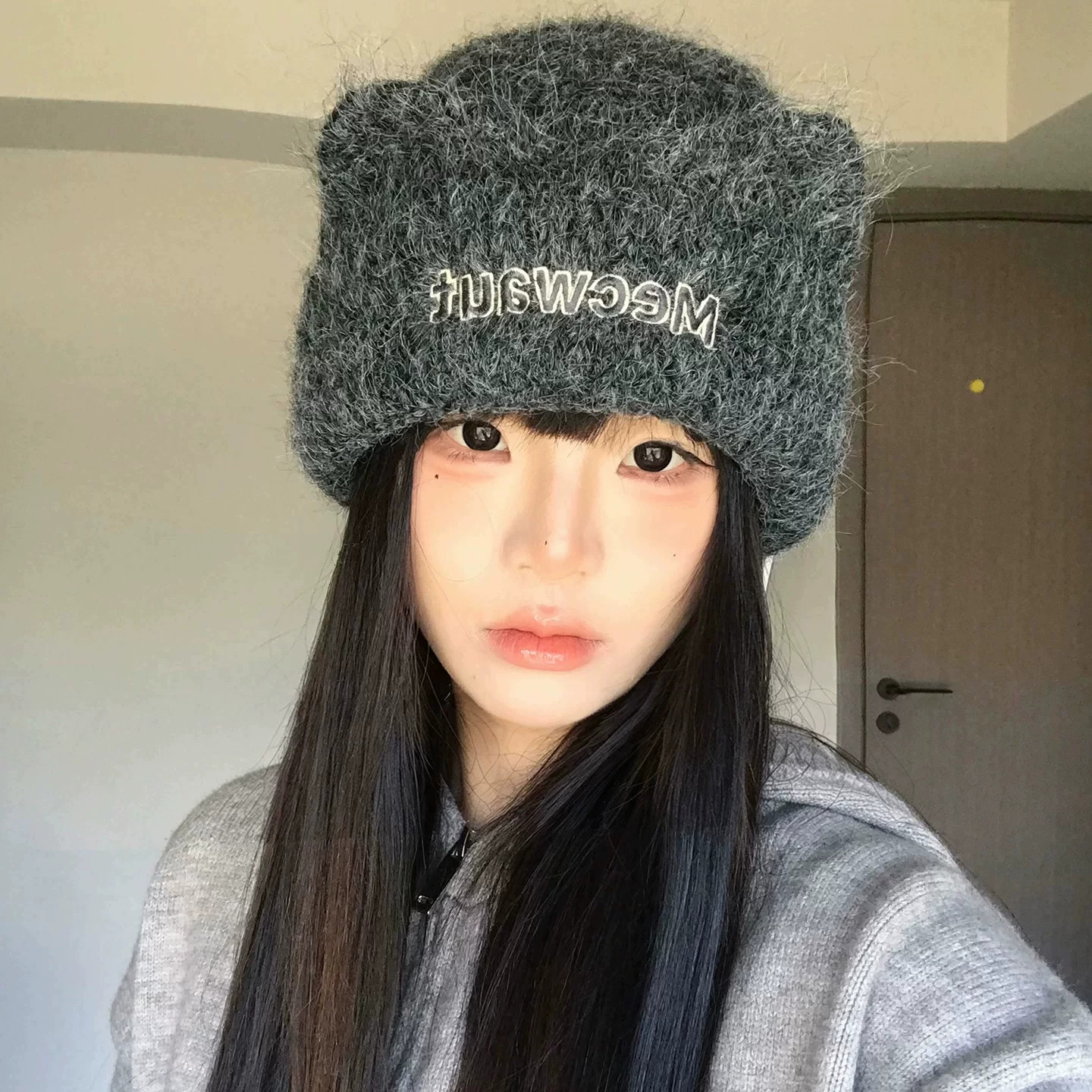 日系可爱猫耳针织帽保暖护耳冷帽