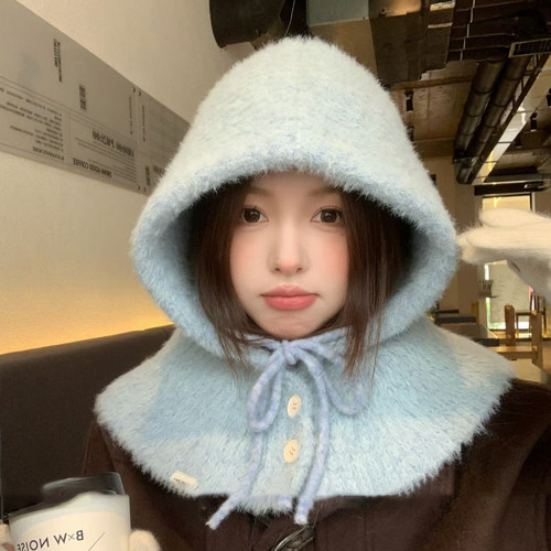 韩版软糯毛绒绒巴拉克拉法帽保暖